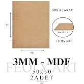 3 mm 50x50 MDF Plaka (2 ADET) - Hobi, Maket, Ahşap El Sanatları İ&ccedil;in Uygun (2`li Paket)