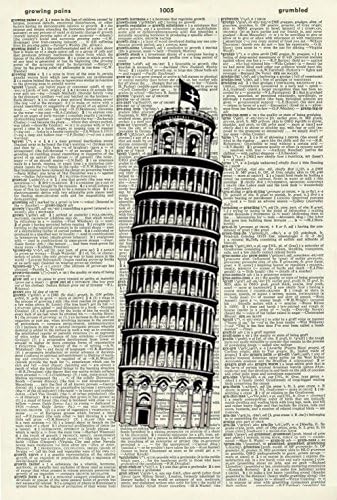 Leaning Tower of Pisa - Vintage ART PRINT - ITALY ART PRINT - Illustration - Italian Art Print - Picture - Vintage Dictionary Art Print - Wall Hanging - Home Décor - Housewares - Book Print - 453D