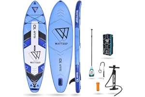 Wattsup, Sup Stand Up Paddle Gonflable SAR 10', PB-WSAR101, Planche Gonflable Dropstitch avec Pack Pagaie, Leash, Pompe, Sac de Transport et Kit, Jusqu'à 125kg, Volume 281l, Multicolore