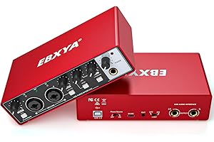 Audio Interface USB Noir, EBXYA Carte Son Externe Table de Mixage pour PC, Micro, Interfaces Audio pour Home Studio avec Préamplis Micro, 48V Alimentation Fantôme, Connecteur USB-C