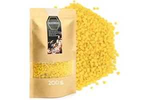 Majillux Cera d'Api Naturale Premium 200 g, Pastiglie di Cera d'Api, Ideale per la Produzione di Cosmetici, DIY, Saponi e Candele 100% Pure Prodotto in Europa Certificato