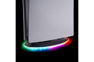 Stöd PS5 och PS5 Slim, 2-växlad kylfläkt, vertikalt stöd PS5 RGB LED ersättningsbas med 1 USB-port