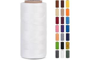 ‎LEREATI LEREATI Ledergarn 0,8mm x 260m Flacher Wachsschnur Gewachster Faden Leder Nähen Faden, Leder Nähgarn Garn für Handwerk, Nähen, Reparatur, Buchbinden, Schmuck, Häkeln (Weiß)