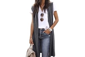 Dresswel Womens Sleeveless Cardigan Ladies Draped Open Front Long Waistcoat Jacket Blazer Vest Coat