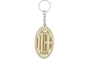 LaserArtist® ️ | ️ Llavero A.C. MILAN - 100% madera, logotipo del equipo del corazón, llavero llavero - A.C. Milan - Serie A, escudo Milan regalo para él, Madera, Medium