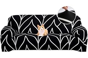 Jaotto Funda para Sofa 3 Plazas Funda Cubre Sofa Ajustable Fundas de Sofá Elasticas Extraíbles Lavables Antideslizante Protector Cubiertas de Sofá con Brazos de Sala de Estar,Línea Negro