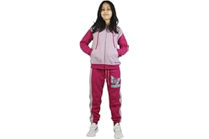 Bahob® 1 & 3 Pack Girls Tracksuits Set Top And Bottoms Fleece Zipper Hoodie Contrast Panel Butterfly Print Girl's Sportswear Set Tracksuits Activewear Set 3-14 Years