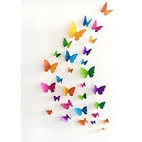 JAAMSO ROYALS Multi Colour 3D Colorful Crystal Butterfly Wall Stickers with Adhesive Art Decal Satin Paper Butterflies…