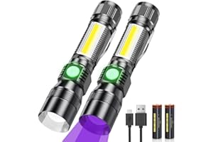 ‎KARRONG Karrong Magnetic Black Light LED UV Torch with 7 Modes - USB Rechargeable (with 18650 Battery) - Red Light 395 nm - Detector for Fake Banknotes and Pet Urine - Suitable for Outdoor Use and Camping