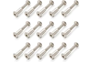 TIANLIN Perno de Unión de 15 Piezas M6 × 40, La Longitud de Apriete es de 1,9 Pulgadas de Plata, Tuerca de Sujeción para Muebles, Perno Hexagonal de Acero Duro
