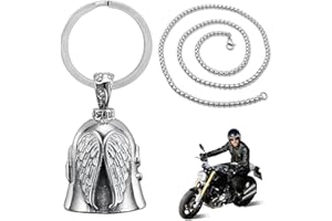 IKOPFLN 1PCS campanella moto guardian bell,Angelo Custode Motociclista Campanella(mit portachiavi e catena in titanio)