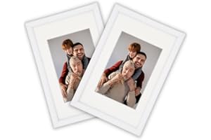 GANCEDO HOME Marco de Fotos 15x20 cm - 2 Uds - Marcos de Fotos de PVC - Marcos de Fotos Baratos - Porta Fotos Mesa - Marcos de Fotos Clásicos - Regalo Aniversario - Cuadros de Fotos (15x20 cm, Blanco)
