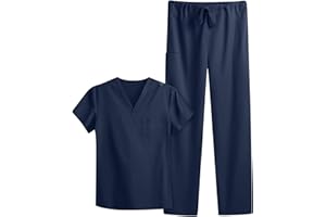 BSJJ Scrubs Uniforms Women Set,Women's Workwear Tops&Pants Stretch Mock Wrap Shirt Short Sleeve V-Neck Mock Wrap Top Working Uniform Comfortable Loose Women Shirt