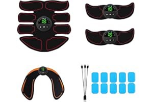Eozfly EMS Trainingsgerät, EMS Bauchtrainer Trainingsgerät, EMS Bauchtrainer Pro, USB Wiederaufladbar Bauchmuskeln Stimulationsgerät 6 Modi & 19 Intensitäten für Bauch, Arm, Bein, Männer & Frauen