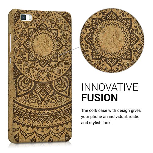 kwmobile Funda para Huawei P8 Lite  2015  - Carcasa Protectora de  Corcho  para m  vil - Cover  Trasero  y dise  o de Sol hind  