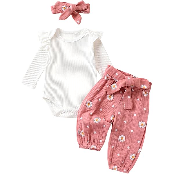 Dubute Tenue Été Sans Manches Bébé Fille - Débardeur + Pantalon Large - Fleurs Crochetées - 6 Mois à 4 Ans