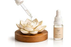 RUHVANA Lotus Aroma diffuser – handgjord doftsten/aromsten av gips med träbas