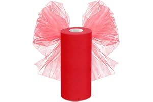 FARYODI Rotolo di Tulle 30cm x 92,5m, Nastro in Tulle Decorazione per Matrimoni, Tull in Organza per DIY Tutu Gonna, Tabella, Craft, Fiocco, Decorazioni per Feste (Rosso)