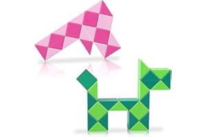 ECHOCUBE Serpent Magique, 2 Paquets de 24 Pièces Magique Cube de Serpent Twist Casse-tête Cadeaux de Fête, Jouets Créatifs Magic Ruler Snake Cube pour Enfants/Adultes (Vert et Rose)