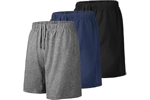 Liloak Shorts för herr, 17,8 cm, lediga träningsshorts i bomullstrikå med fickor, mjuka pyjamas- och loungeshorts, flerpack
