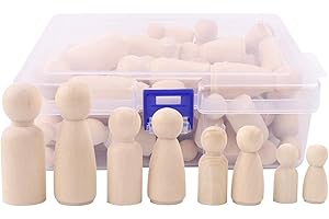 TEOGNEOT 50 Pcs Figuras de Madera Decoración, Muñeca de Madera Peg Inacabado Personas de Madera Cuerpos en Simples Angel Dolls