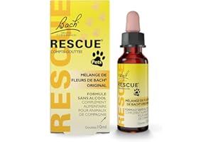 Rescue Pets Compte-Gouttes, La sérénité à portée pour nos animaux de compagnie, Vegan, Complément alimentaire pour animaux de compagnie, 1 Flacon Compte Gouttes, Jaune, 10ml