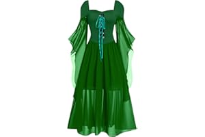 CHDIRNELY Medieval Costume Women,Gothic Clothes Renaissance Dress Plus Size UK Steampunk Corset Dress Fancy Dresses Long Maxi Dress Christmas Halloween Costumes