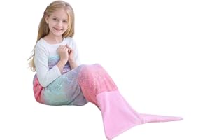 VHOME Kinder Meerjungfrau Decke Geschenke - Warmes Wohnzimmer Sofa Decke Kinder Kuscheldecke Für Weihnachts Geburtstagsgeschenk (K3-Regenbogen rosa, Kinder 145x60CM)