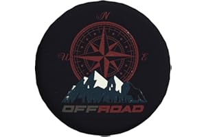 NIBABAEU Adventure Awaits Housse de pneu de secours, imprimé boussole, imperméable et anti-poussière pour SUV, camping-car, remorque, sac de pneu de 40,6 cm