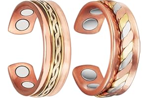 YINOX Lot de 2 anneaux en cuivre pour homme avec 4 aimants