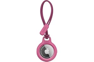 Belkin Funda AirTag con Correa, Llavero AirTag Resistente a los Arañazos, Banda para Aro de Llavero, Frontal Abierto y Bordes Elevados, Cubierta, Localizador de Llaves, Mascotas y Maletas, Rosa
