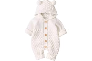 Haokaini Mono de mameluco de punto con capucha de oreja de bebé recién nacido Mono para niños niñas