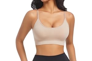 ONEW Damen BH ohne Bügel mit Spaghettiträger Gepolstert Push Up Dessous BH Yoga Bra Nahtlose Cami Bustier Top