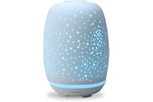 ZEN ARÔME Zen'Aroôme Diffusore di Olio Essenziale Stella - Ultrasonico Aromaterapia a Freddo - Elettrico Multifunzione in Ceramica - Illuminazione LED d'Atmosfera Colorata - Spegnimento