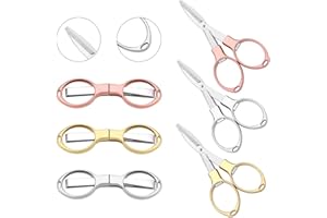 LZYMSZ Tijeras plegables de 6 PC, tijeras de seguridad portátiles de acero inoxidable, mini tijeras en forma de gafas con 3 colores para el hogar, la oficina y los viajes.
