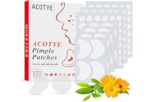 ACOTYE Pickel Patch Pimple Patches 121PCS 5 Size mit Salicylsäure und Teebaumöl, für große Unreinheiten, Hydrocolloid-Pflaster für Gesicht, Kinn oder Rücken