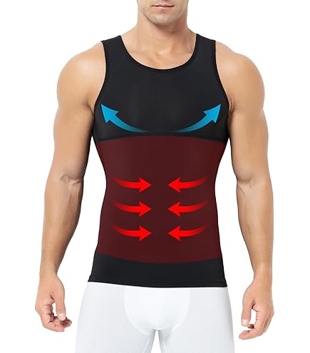 Maillot De Corps Amincissant Homme - Compression Ventre Et Poitrine - Soutien Dorsal - Nylon/Élasthanne - Cache Gynécomastie Gilet Gainant Homme