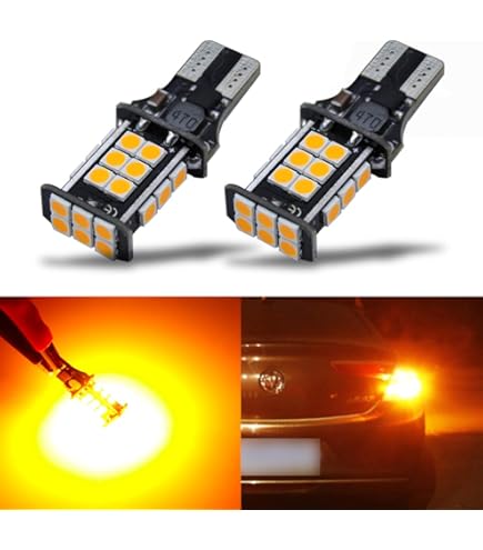 Alopee 4Pcs W16W 921 912 T15 Amber/Yellow LED Backup Light Bulbs Extremely Bright Non-Polarity Canbus Error Free AK-4014 45pcs Chipsets Bulbs For Side - View #10