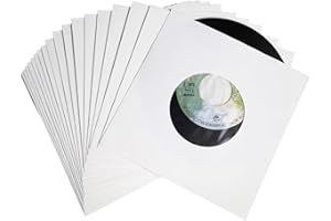 ANDICAGE LP Record - Fundas interiores antiestáticas de vinilo blanco para discos de papel kraft (7 pulgadas x 20 piezas)
