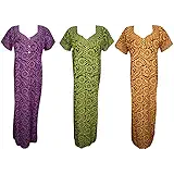 Indiatrendzs Womens Nightwear Multi-Color Cotton Printed Summer Sleepwear Nightgowns / Nighty Combo of 3 (Chest 46)