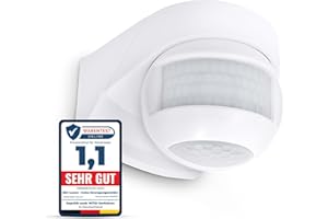 SSC-LUXon KELEA Bewegungsmelder Weiss aussen & innen Aussenbereich IP54 für Wand, Decke & Ecken - PIR Sensor bis 12m Winkel 180° & 360° schwenkbar mit Dämmerungssensor