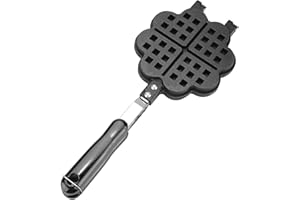 DIYEENI Gofrera antiadherente para gofres en forma de corazón, revestimiento antiadherente de PTFE, protector de mango de plástico contra quemaduras, vida útil, fabricante belga de gofres para el hogar