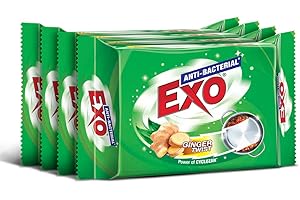 Exo Dishwash Bar, 360gm ( 90gm X 3 + 1 Bar Free) | Complete Dishwashing Solution With Anti-Bacterial Efficacy With Goodness O