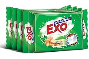 Exo Dishwash Bar, 360gm ( 90gm X 3 + 1 Bar Free) | Complete Dishwashing Solution With Anti-Bacterial Efficacy With Goodness O