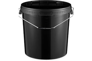 BenBow Seau avec Couvercle 30L Noir 3X 30 litres - apte aux Aliments, Robuste, hermétique, étanche, sans Odeur - conteneur en Plastique, avec poignées - Vide