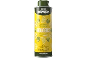 ‎BENVOLIO BENVOLIO Bio-Zitronenöl 250ml - Kaltgepresst aus Ausgewählten Oliven, Aromatisiert mit Echtem Zitrone: Ideal für Salate, Fleisch und Fisch - Reich an Vitamin E & C, 100% Natur, Verdauungsfördernd.