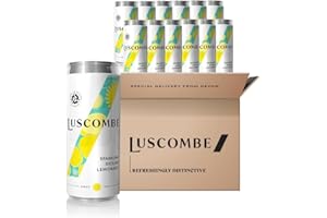 Luscombe Sparkling Sicilian Lemonade | 12x320ml | Sparkling Sicilian Lemon Soft Drink with Madagascan Vanilla | Devon Spring Water | Premium Organic Lemonade