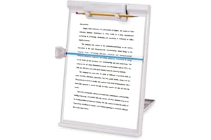 TOPHOMER Soporte para documentos de escritorio con soporte ajustable y guía de línea para documentos legales A4