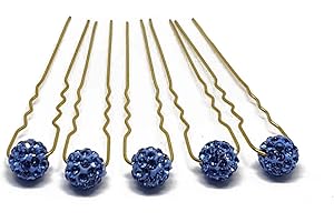 FLEXISTORE 5 Epingle à cheveux avec boule de strass - Accessoires cheveux mariage - d'or - Bleu