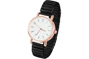 AOOSU Montre Femme Bracelet Extensible, Montre Femme à Bracelet Élastique Montres à Quartz Facile à Lire Grands Chiffres Arabes Bracelets en Métal-Cadeau Anniversaire ou Fête des Mères